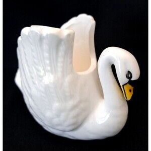 Vintage Rosenthal Netter Ceramic White Swan Planter 3.25" x 4.5" Made in Taiwan
